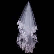 카톨릭 미사보 성당 천주교 성물 미사포 150cm 여성 신부 짧은 웨딩 베일 화이트 한 레이어 레이스 꽃 가장자리 아플리케 여성용 웨딩 액세서리 신부
