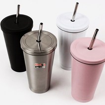 RWT356359테이크아웃 빨대 보온보냉 스트로우 스텐텀블러 500ml, 화이트