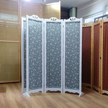 가구야히메 공간분리 원목 올패브릭 파티션 3단 가림막 가리개, 화이트