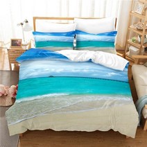 미용베드커버 림프 비닐 일회용 지압 침실용 아름다운 해변 침구 세트 부드러운 침대보 편안한 이불 커버 및 베갯잇, 228x228cm 3pcs, 1_228x228cm 3pcs | 이불 커버