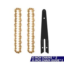 4/6 인치 미니 스틸 전기 톱 체인 골드/실버 가지 치기 액세서리 정원 도구 교체 체인, CHINA, 6in Chain and Guide