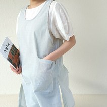 방가지똥 앞치마 통원피스 그린 스트라이프 리플 지지미 앞치마, 1개