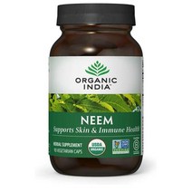 해외 Organic India Neem Herbal 님 잎 꽃 추출 90캡슐