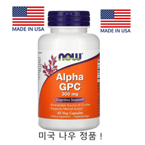 NOW Foods 알파 GPC 300 mg 60 식물성 캡슐 알파GPC 알파지피씨 글리세릴포스포릴콜린 아세틸콜린