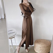 여신 트임 랩 롱 원피스