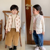 뽀뽀뽀 아동복 유아 래빗베어 오리털 양면 조끼 키즈 아동 어린이 남아여아 덕다운 베스트 경량 패딩 조끼