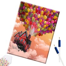 SHEXIU 3D 원형 보석십자수 캔버스액자 DIY 키트 50 x 40 cm, SX109  풍선집x1세트