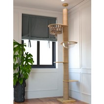 캣타워 고양이타워 놀이터 미니 놀이기구 캣워크 캣폴, 스프링보드 2개 해먹 수확용 바구니