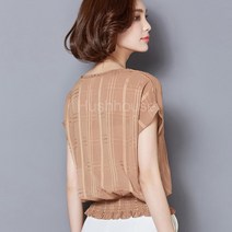 SAMARA 체크 허리라인 빅사이즈 슬림 쉬폰블라우스 56617852