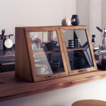 메종드초코 그릇 장식장 미니 그릇장 우드 쇼케이스 카페 빵보관함 소품 원목 진열대 인테리어 홈카페 컵진열 찬장 옛날 빈티지, 화이트 1단