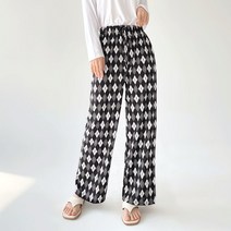 데일리 포인트 패턴 밴딩 와이드 팬츠 통바지