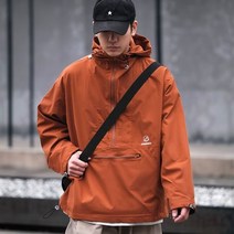 남성과 여성의 일본식 복고풍 툴링 후드 재킷 느슨한 캐주얼 재킷