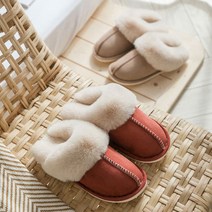 폭신폭신 스웨이드 부드러운촉감 퍼 슬리퍼 실내화, 카키