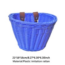 전기 자전거 바구니 미니벨로 핸들 가방 다기능 등나무 자전거 바구니 전면 패니어 가방 실용적인 내구성 스쿠터 핸들 바 보관 용기 자전거 액세서리, 파란색 b
