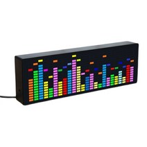 스펙트럼 분석기 주파수 안테나 소형 LED 음악 리듬 조명 음성 센서 1624 RGB 분위기 레벨 표시기 시계 디스플레이 포함, 음성 제어