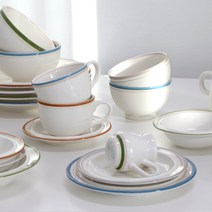 시라쿠스 메이플 예쁜 신혼 그릇 세트 집들이선물 라인, 4인 세트 (26pcs), 밴드_브라운