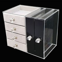 서랍형 가로 블랙 악세서리함 아기 보석함 피어싱 보관함 예물함 돌반지 반지 케이스 목걸이 귀걸이 보관 정리함 반지함 트레이 악세사리 쥬얼리 박스 귀찌 거치대 칸막이 쇼케이스