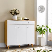 Sunshine 주방 수납장 다용도 하부다리 정리장 보관함 양문서랍장, 화이트