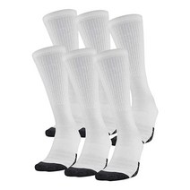 Under Armour 성인용 퍼포먼스 테크 크루 양말(3 및 6 팩), X-Large, White (6-pairs)