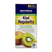 Enzymedica 엔자이메디카 키위 레귤러리티 키위 맛 30 릴리프 츄어블 액티니딘 효소 함유 실리카 구연산 포함, 30 츄어블