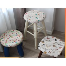 미용 보조 의자 커버 스툴 라운드 사각 미끄럼방지 보조 간이 시트, 10팩 (직경 25-31cm용), 파란색과 흰색 도자기