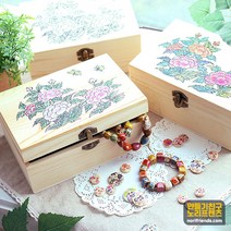 나무보석함 민화 나무함 전통공예, A.보석함(중)-모란도
