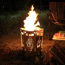 올쿡 감성 불멍화로대 대형 캠핑화로대 캠핑불멍 장작화로 우드스토브 전용가방 포함, 올쿡 불멍화로대 (스틸) B형 -2T, 1개