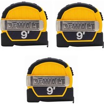 Dewalt DWHT33028M 2.7m 9피트 마그네틱 포켓 줄자 블랙 앤 옐로우 3팩
