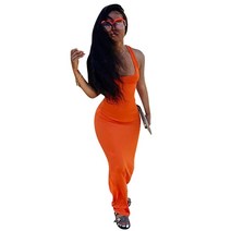 cm.yaya 여성 streetwear 캐주얼 탱크 o-넥 레이스 업 오픈 백 슬림 맥시 드레스 패션 민소매 솔리드 롱 드레스 vestidos