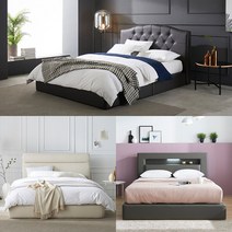 비잔틴 저상형 슈퍼싱글/퀸 LED PU가죽 투매트리스 침대프레임 SS Q, 2.듀얼 침대프레임, 초코