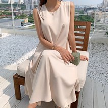 하이데일리 고급 나시 민소매 더라인 롱원피스