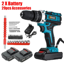 가정용전동드릴 임팩드릴 Gisam 무선 충격 드릴 전기 스크루 드라이버 충전식 휴대용, 패키지 b-파란색