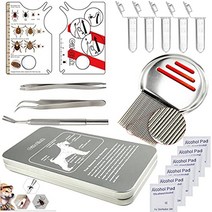 개 고양이 및 인간을 위한 cifotink 진드기 제거 도구 진드기 제거제 카드 키트 진드기 이가 벼룩 및 서캐를 위한 스테인레스 스틸 진드기 핀셋 진드기 제거제 식별 카드 및