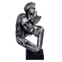 ST SHOP 크리 에이 티브 추상 키스 커플 동상 조각 수제 조각 입상 홈 오피스 침실 거실 스터디 룸 장식, 수지, 짙은 회색