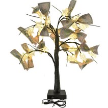 ChezMax 머니 트리 기프트 카드 홀더 자작나무 나뭇가지 LED 조명 및.. 정품보장, Black, 1개