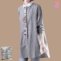 77우먼스 여성 시에르 블라우스 상의 셔츠 자수 블라우스 봄 가을 [리현커머스]