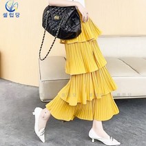 셀럽당 케익 스커트 스커트 여미디 하프 스커트 하이웨이스트 a라인 스커트 프릴 롱스커트