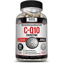 kaya naturals - 혈관 심장 건강 건강한 혈압 수준 및 면역 기능을 위한 coq10 파워 항산화 보충제 - 일일 세포 및 에너지 생산 복원 - 30 베지 캡슐, 60카운트(1팩)