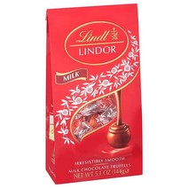 Lindt LINDOR 밀크 초콜릿 캔디 트러플 발렌타인 데이 초콜릿 144.6g(5.1온스) 백 (6개 케이스), Milk Chocolate_5.1 Ounce (Pack