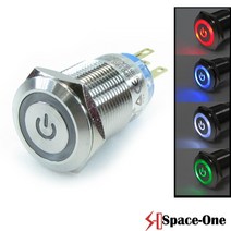 19mm 메탈스위치 전원마트 조광타입 방수 IP67등급 스테인레스 재질, 푸쉬락타입, 레드