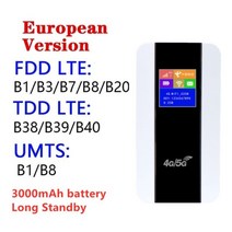들고다니는 농막 무선 4G LTE 라우터 와이파이 포켓 모바일 핫스팟 라우터, B EU LCD 버전