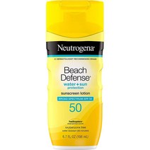 Neutrogena 비치 디펜스 선크림 로션 브로드 스펙트럼 SPF 50 방수 오일 프리 옥시벤존 프리 198ml 1개, 4개