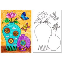 전통무늬 한국 도자기 색칠 꾸미기 도안 미술 활동지 초등 2개 모둠활동 초2 창작 감성 6살