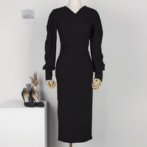 퍼니걸스 9503 슬림 퍼프 니트 H라인 롱 원피스 여성의류