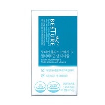 BESTURE 루테인 플러스 오메가3 멀티비타민 앤 미네랄 1250mg x 60캡슐 /