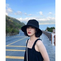 여성 봄 여름 가을 벙거지 모자 턱끈 버킷햇 챙모자