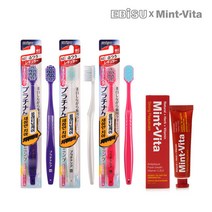 에비스칫솔 플래티넘케어 3개 민트비타치약 스트롱 40g 1개, 단품
