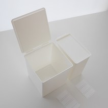 생활탐구 뚜껑 일체형 화이트 사각 세제용기, 뚜껑일체형 소형