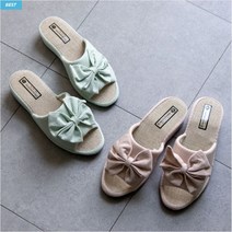 리본 스트라이프 라탄 굽슬리퍼 2color 굽있는 여름거실화 미끄럼방지 어린이집슬리퍼, 파스텔 핑크