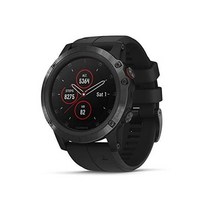 Garmin Fenix 5 Plus 프리미엄 멀티스포츠 GPS 스마트워치 컬러 TOPO 지도 심박수 모니터링 음악 및 Garmin Pay 기능 블랙 밴드와 블랙(갱신됨), Black W/Black band, Sapphire